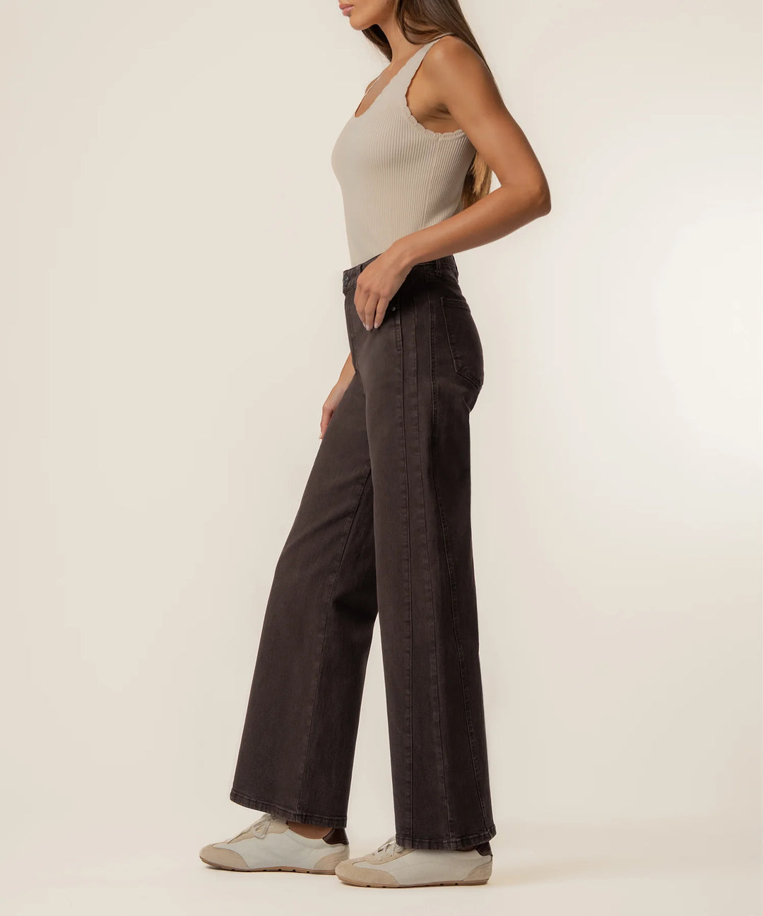 Meg High Rise Wide Leg Wide Hem (Chocolate)