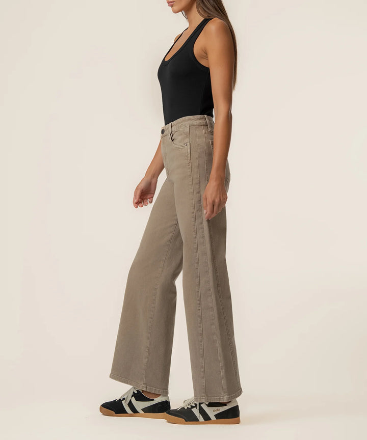 Meg High Rise Wide Leg Side Panel (Milk Tea)