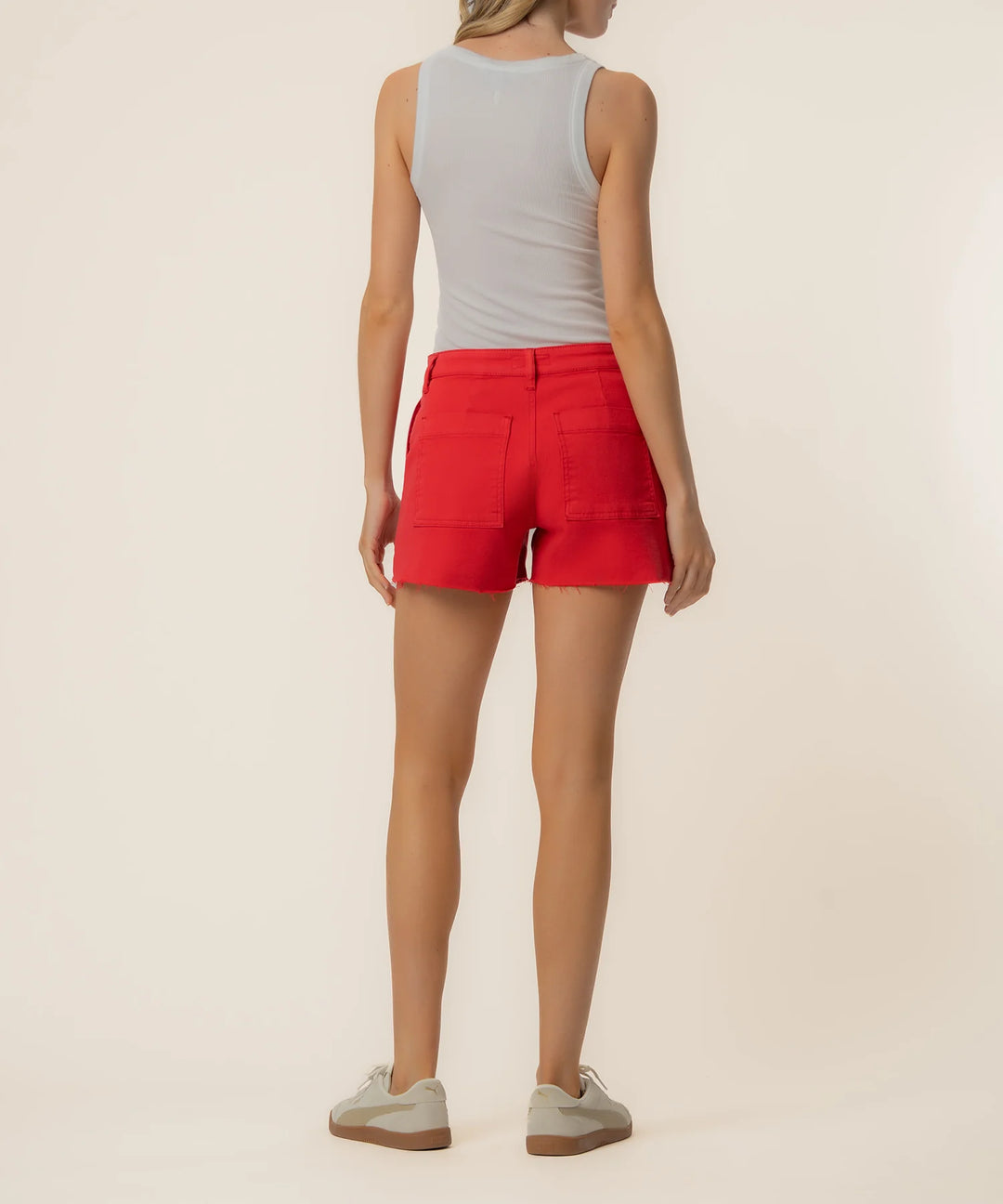 Jane High Rise Porck Chop Pocket Short (Tomato)