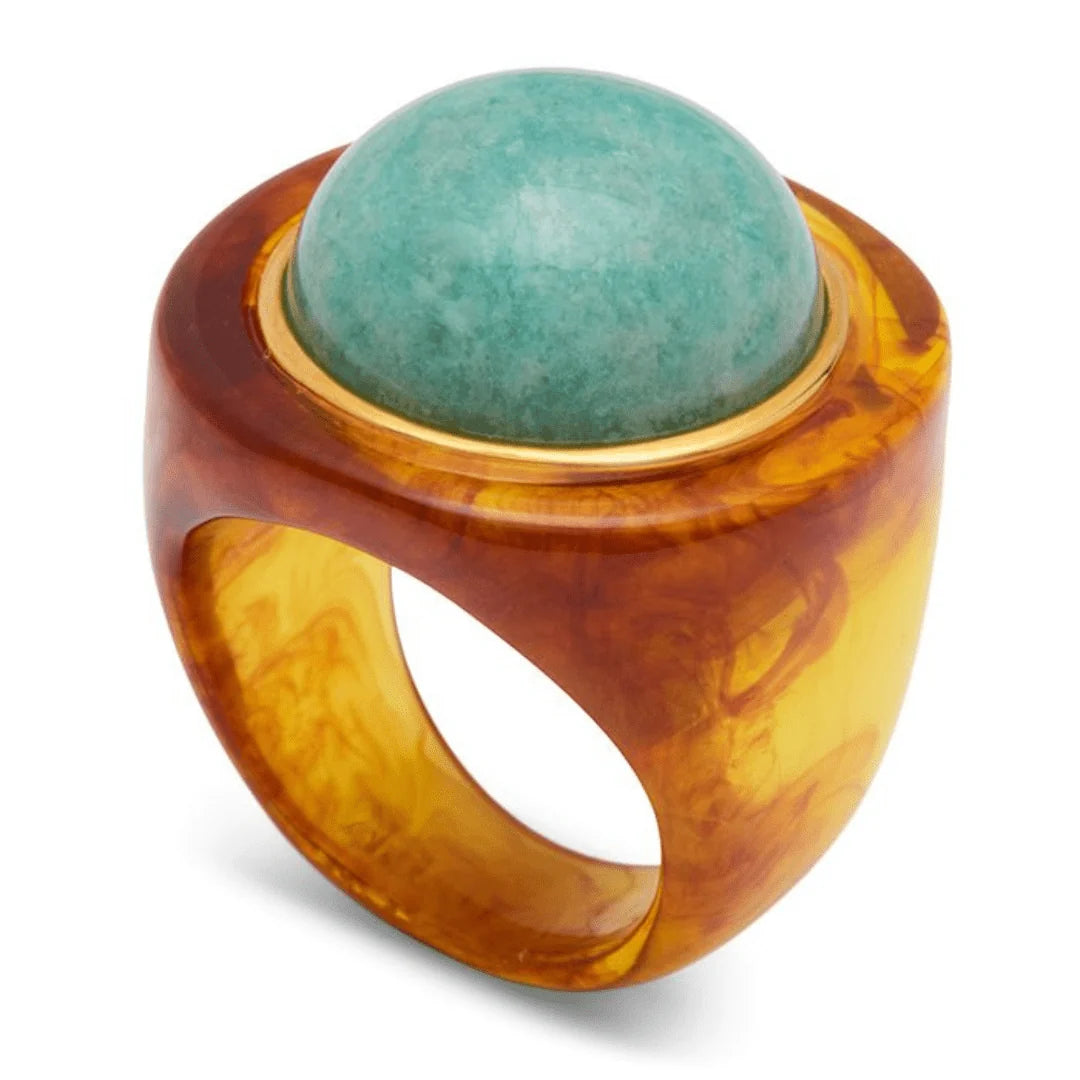 Tortoise Shell Resin Ring (Amazonite)