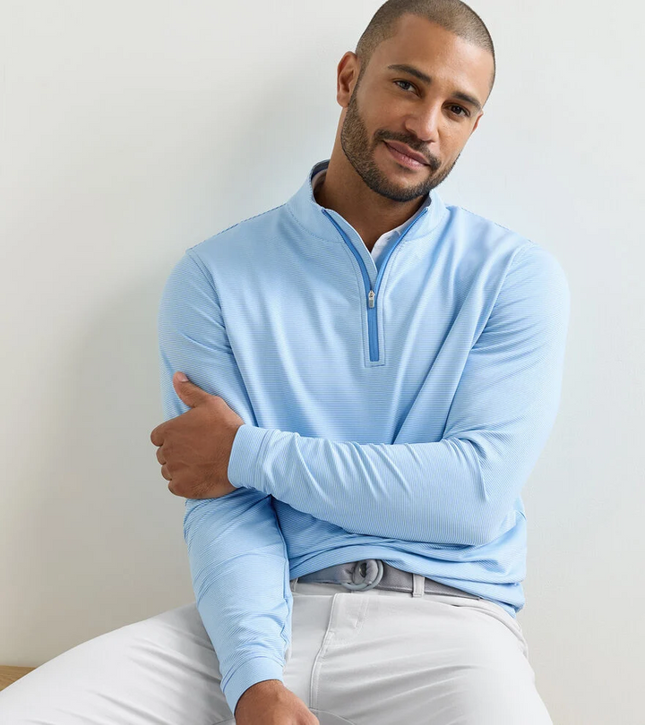 Perth Sugar Stripe Performance Quarter Zip (Bluebird)