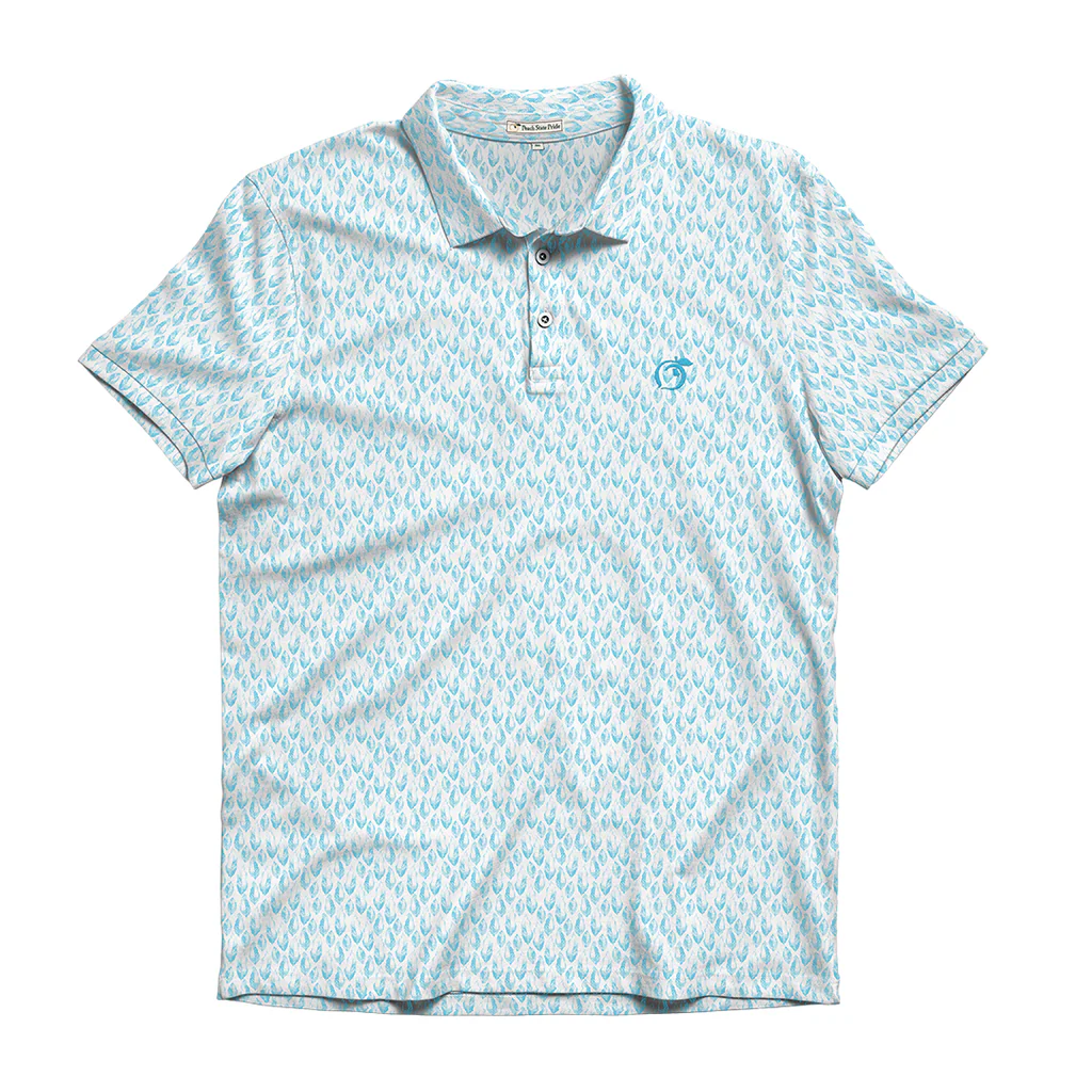 Magnolia Leaves Perf Polo (Herizon Blue/White)