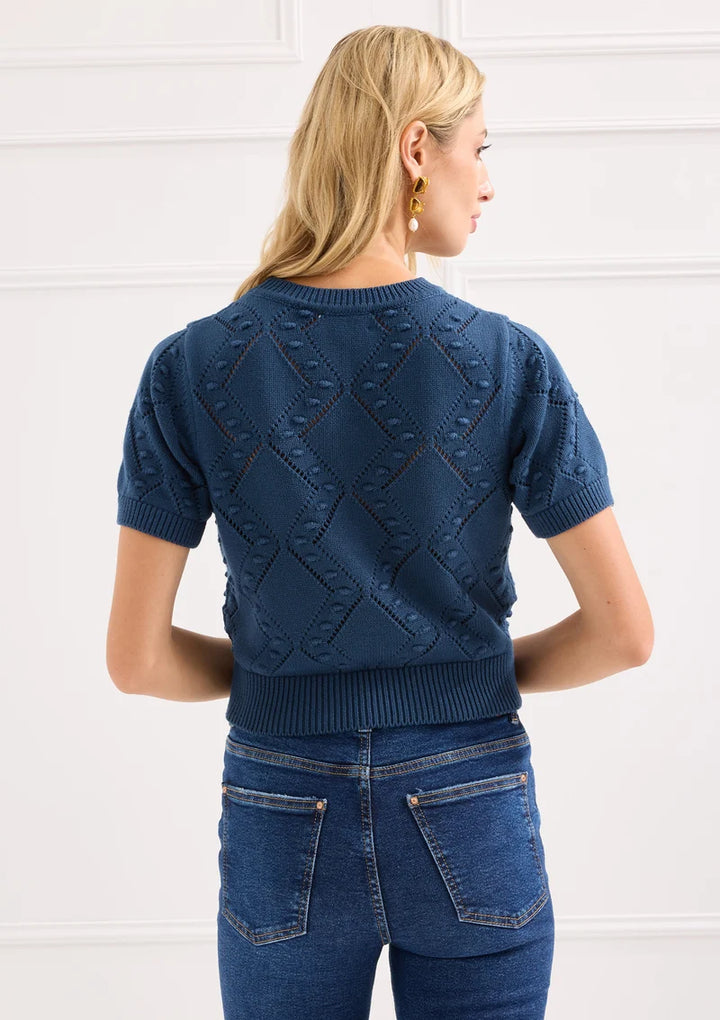 The Nora Sweater (Navy Floral Embroidery)