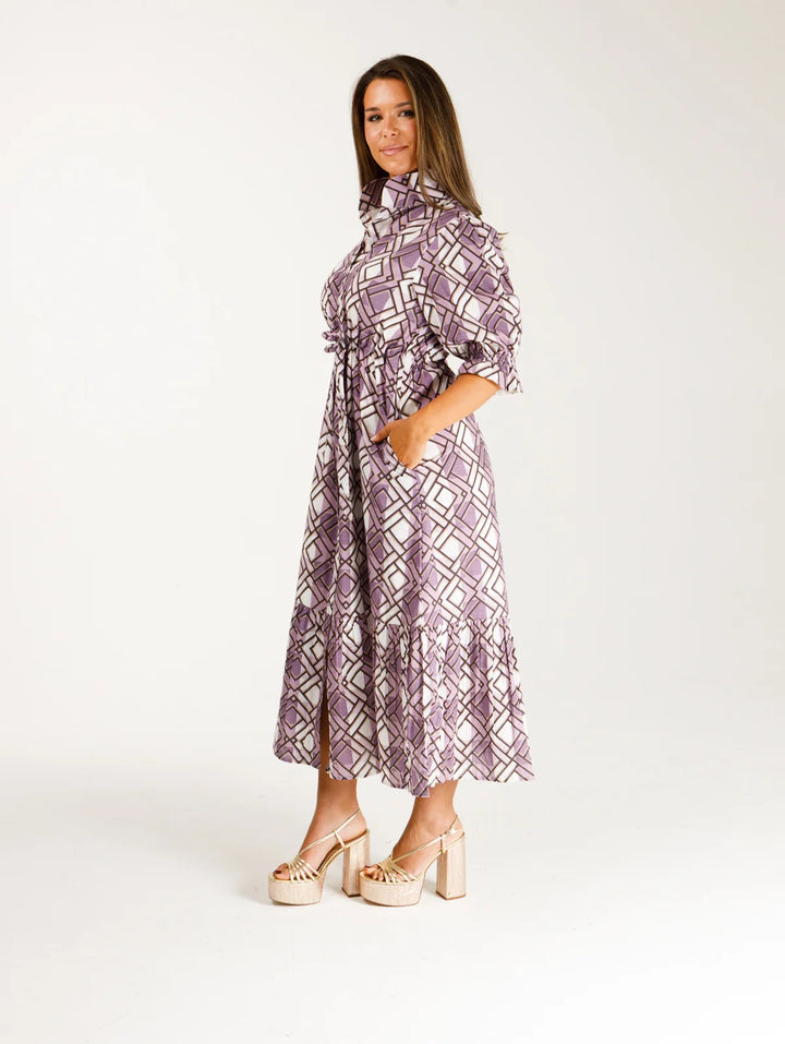 Catherine Dress (Bordeaux Trellis Plaid)