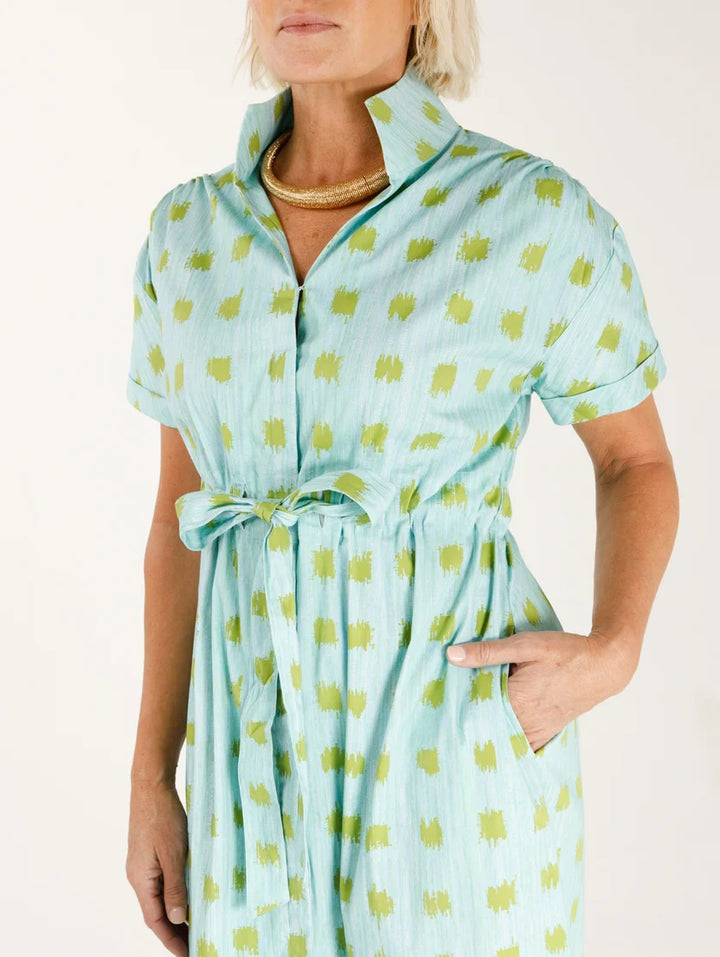 Bria Dress (Sprig &amp; Sky Grasscloth)
