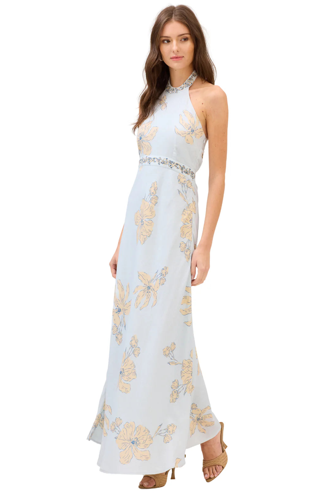 Riley Maxi Dress (Pale Blue Floral)