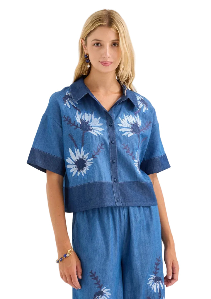 The Roxy Shirt (Denim Floral)