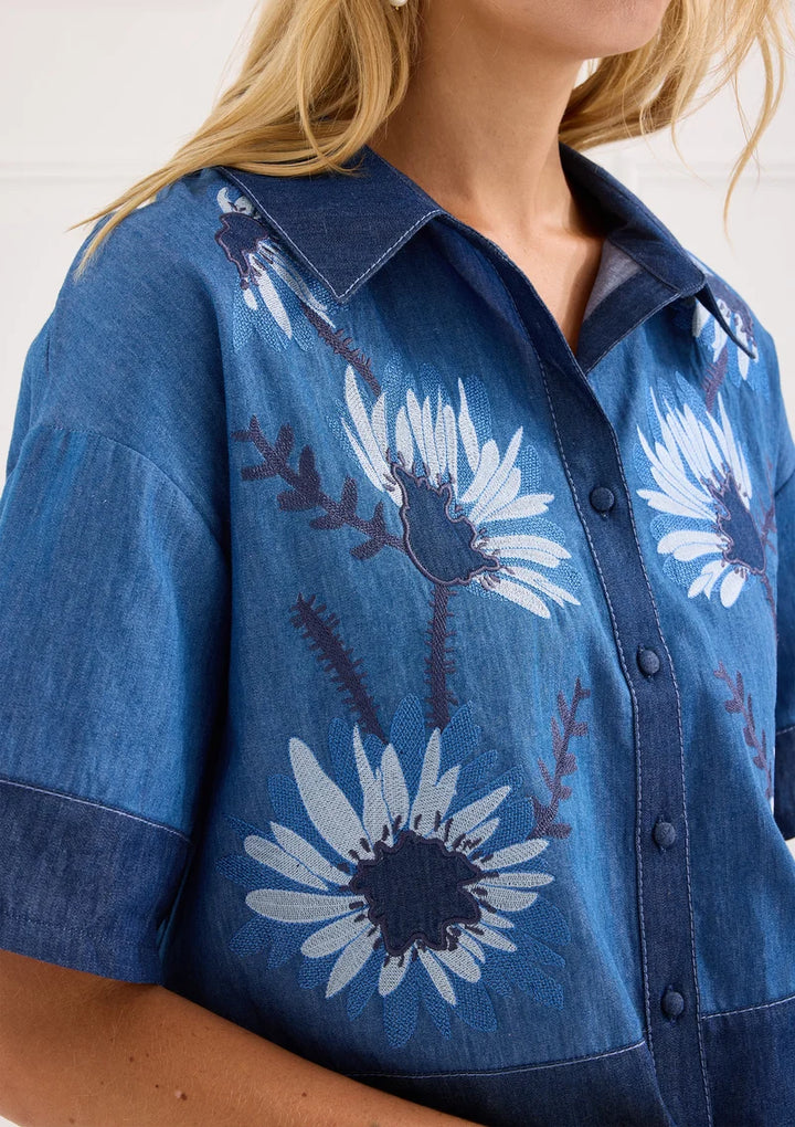 The Roxy Shirt (Denim Floral)