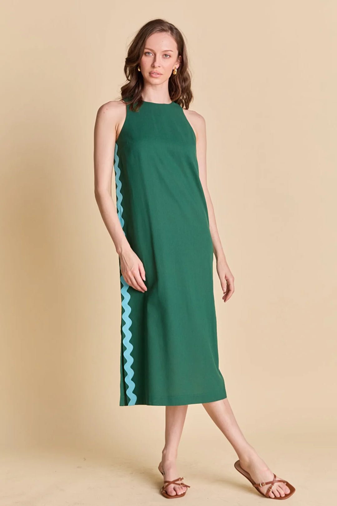 Sleeveless Midi Dress (Dark Green)