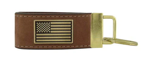 Leather Key Chain (Gold American Flag)