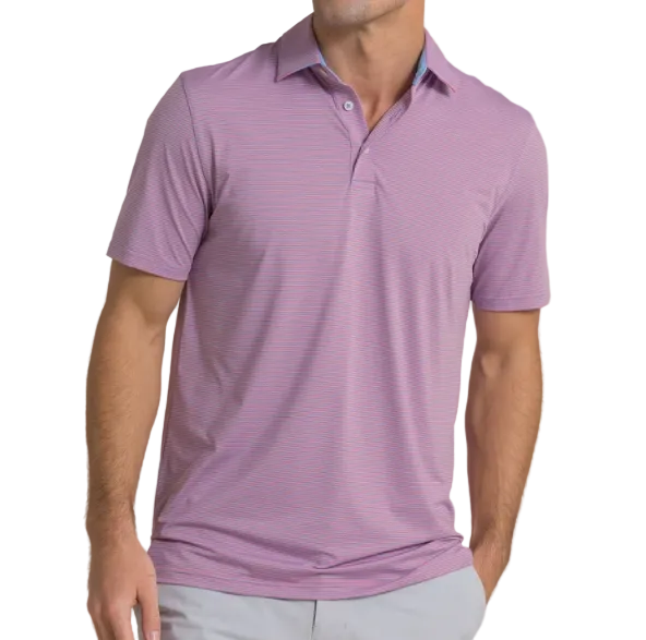 Coastal Breeze Meadowbrook Stripe Polo (Coral Beach)