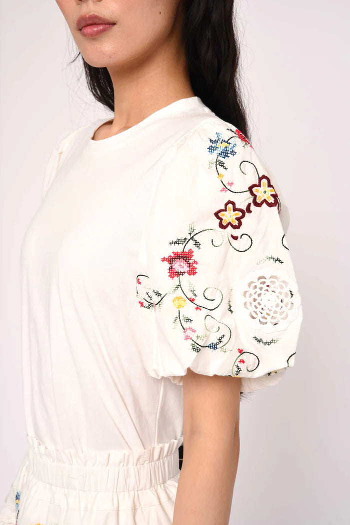 Lali Tee (Tea Rose Embroidery)