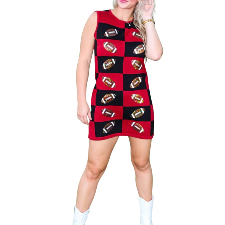 Checkered Football Dress (Red/Black)