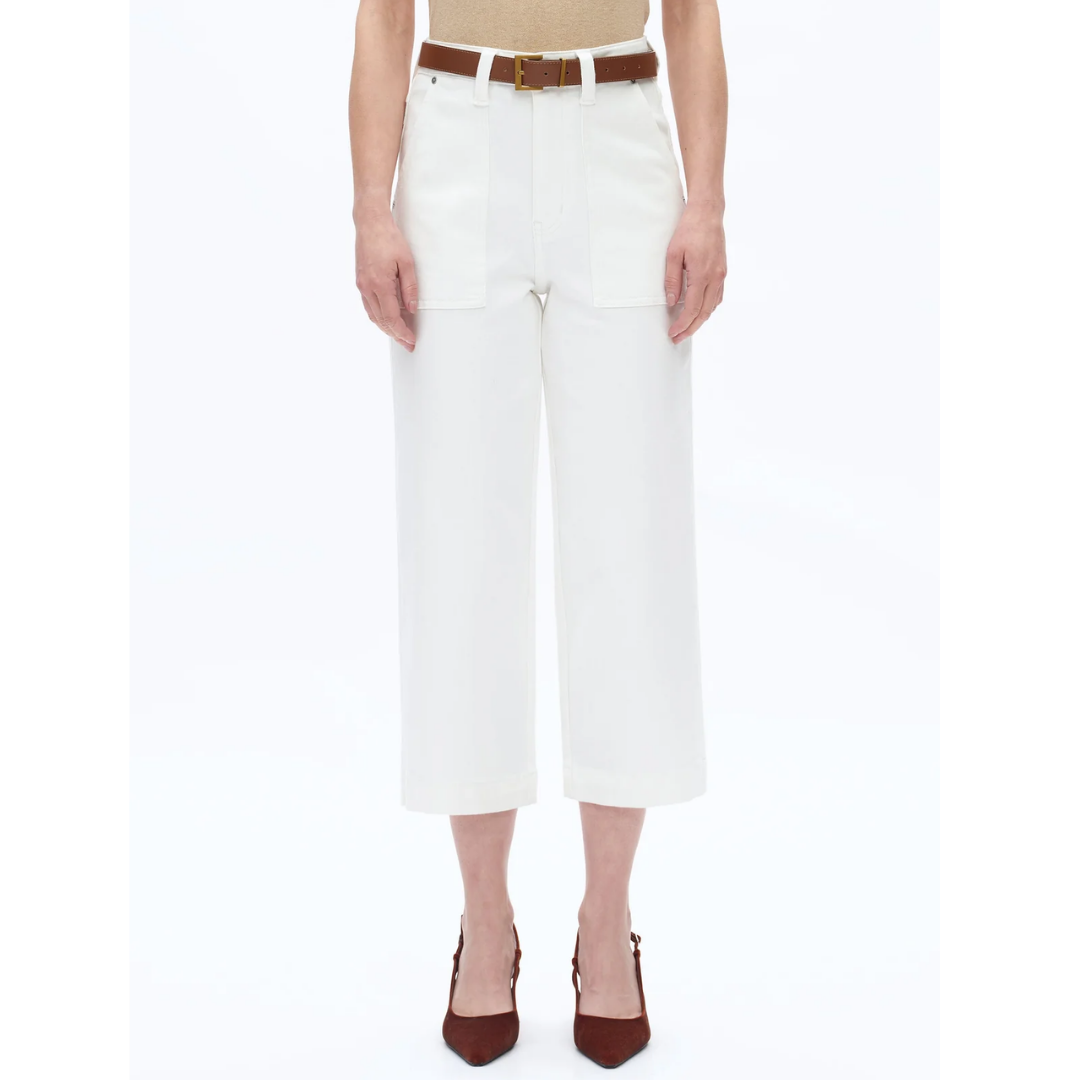High Rise Relax Straight Leg Pants (White)