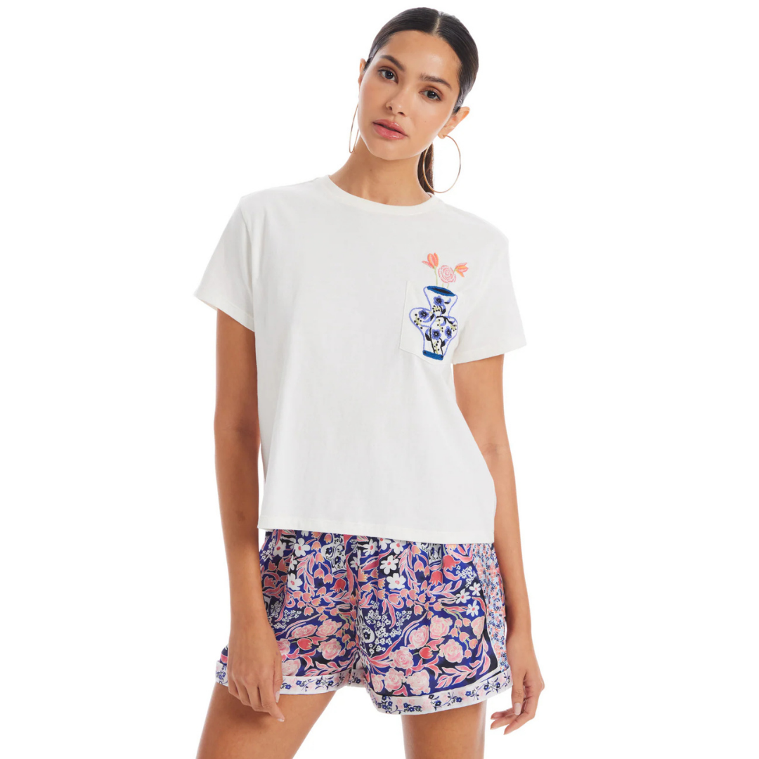 Embroidered Hearts Tee (White)