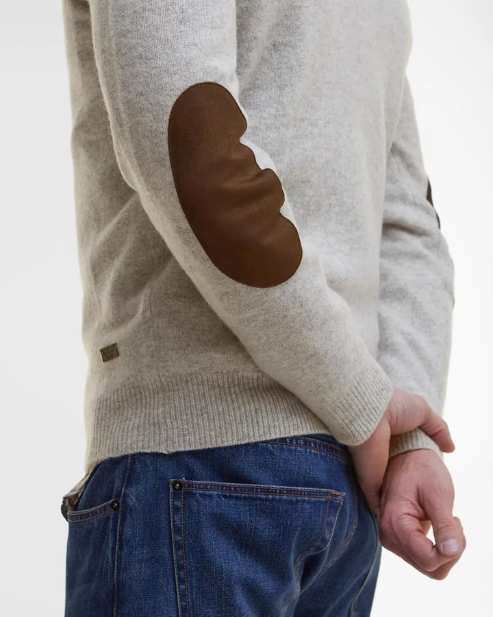 Essential Patch Crew Neck Sweater (Light Grey Marl)
