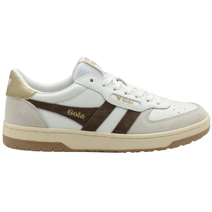 Hawk Sneakers (White/Dark Brown/Gold)