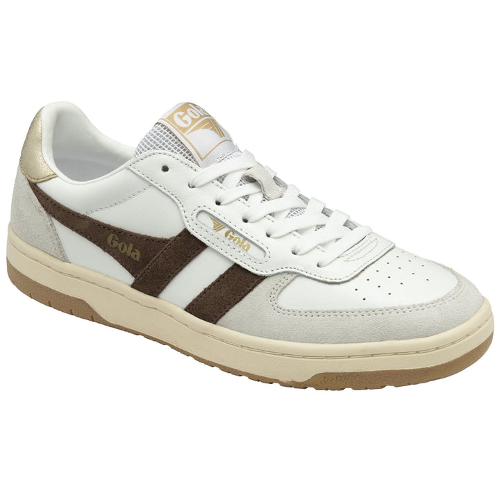 Hawk Sneakers (White/Dark Brown/Gold)