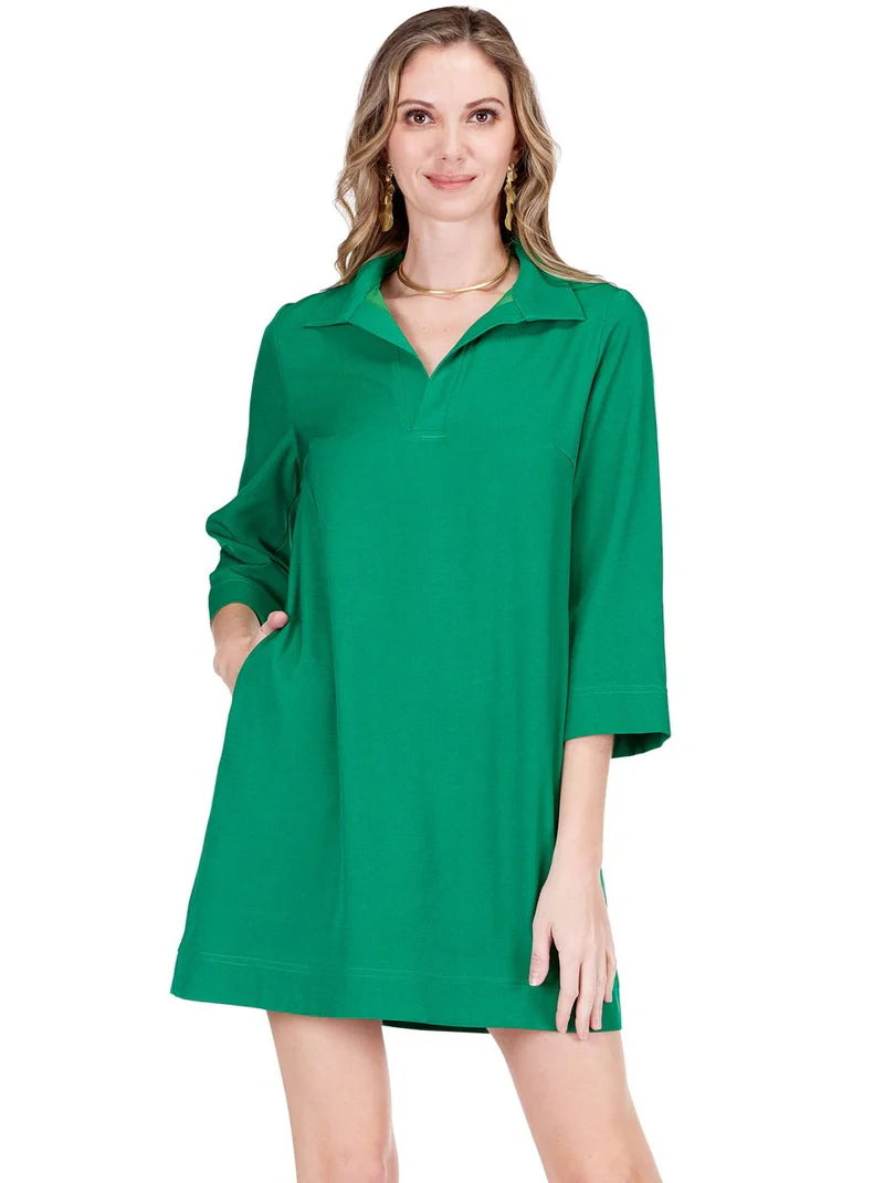 Placket Bell Sleeve Dress (Green)