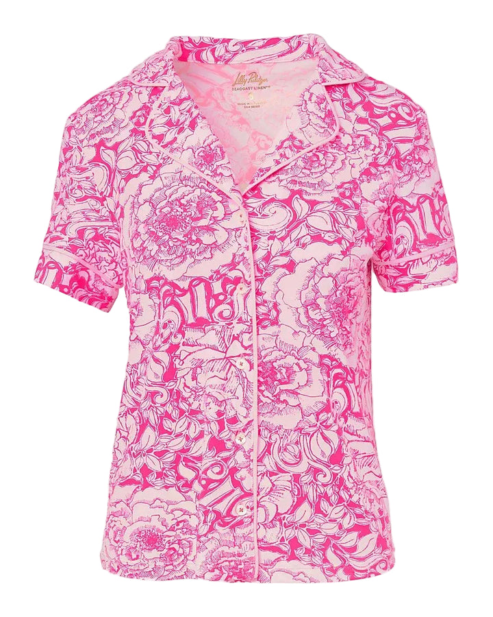 Crispin PJ Button-Up Top (Pink Aster a Rose By Any Other Name)