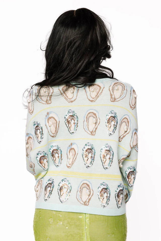 Tie Up Sweater (Pale Blue/Green Oyster)