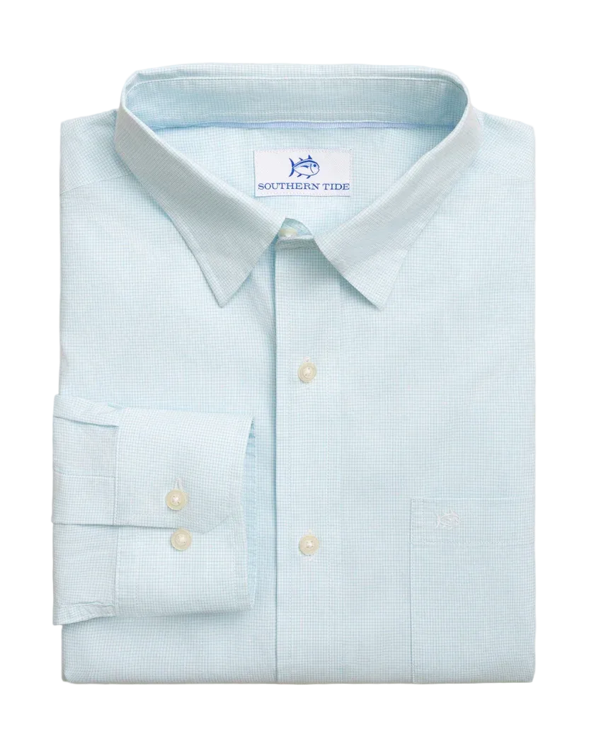 Charleston Screen Porch Plaid Sportshirt (Tropical Breeze Blue)