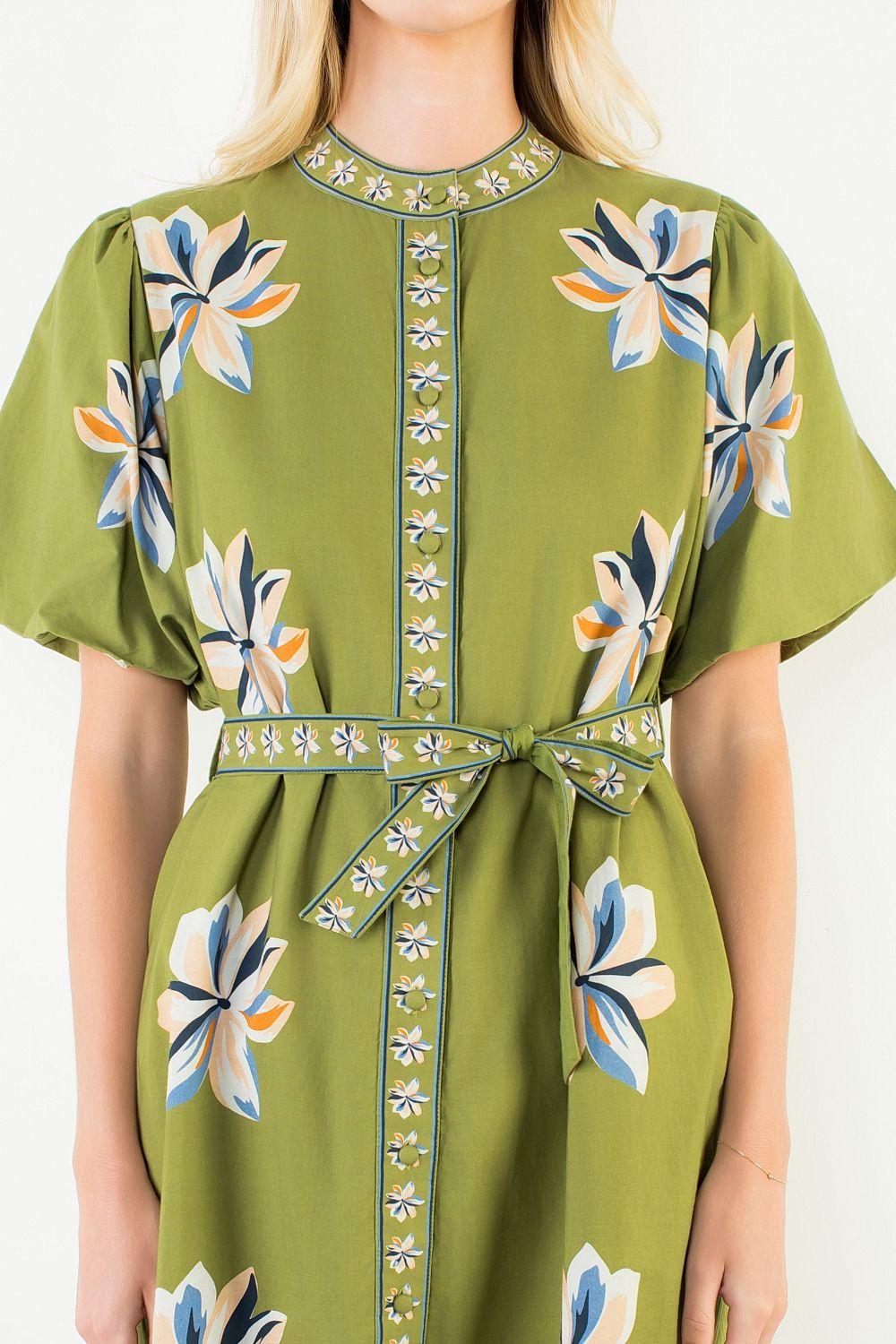 Fall Floral Dress (Green)