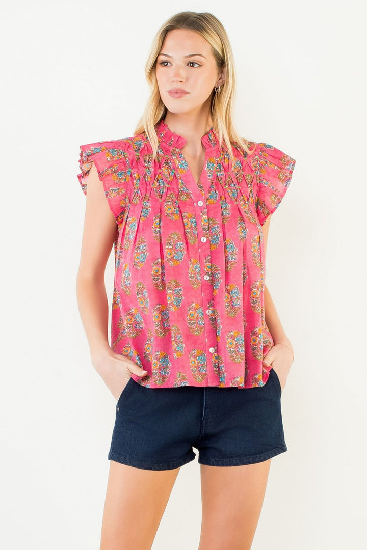 Flutter Sleeve Top (Pink)