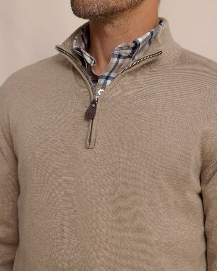 Whitehaven Heather Quarter Zip Sweater (Heather Sandstone Khaki)